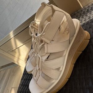 Sorel Cream Wedge Sandals
